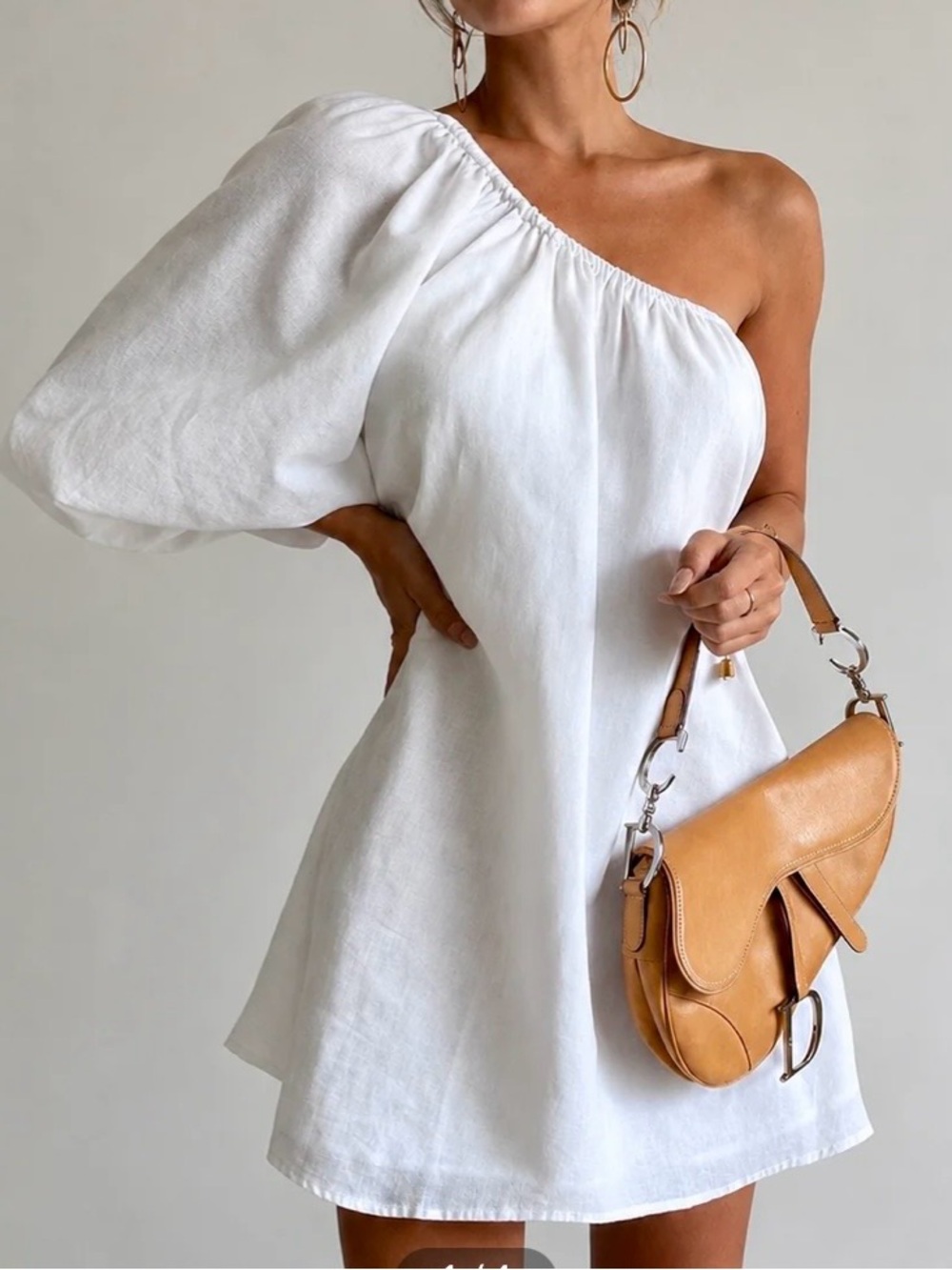 Commense nwt Aegean Cotton Linen One Sleeve Short Dress. Size S